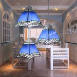彩色玻璃艺术灯 地中海餐厅灯吊灯 田园简约时尚奶茶店蓝色餐厅灯