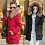 2015新款冬装大毛领羽绒棉服韩版女装修身中长款棉衣加厚棉袄外套