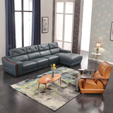 美式真皮沙发中厚皮单人椅小户型客厅组合沙发L形转角贵妃皮沙发