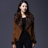 韩版新款海宁女士真皮皮衣皮草短款女羊羔毛皮毛一体女外套 S43
