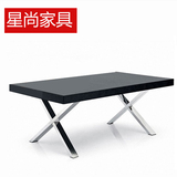 星尚简约现代黑色烤漆现代书桌不锈钢交叉脚家用办公台家具特价