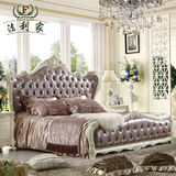欧式床弯屏大床储物真皮公主床白色实木双人床法式高箱婚床1.8米