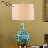YOYO 新中式景德镇手工陶瓷纯铜台灯 新中式古典客厅卧室