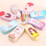 一件包邮韩国文具卡通女孩甜甜公主大容量多功能笔袋笔盒PU化妆包