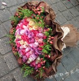 99朵五彩玫瑰花束上海同城鲜花礼盒速递求婚订花生日当天送花预订