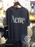 正品韩国东大门男装代购 ACNE 做旧烂领T恤 蓝色灰色