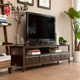 纯实木电视柜 环保美式电视柜1.8米 2米 黑胡桃色卧室家具红橡木