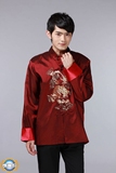 唐装男长袖中国风青年男装中老年秋季立领中式外套上衣56彩龙长袖