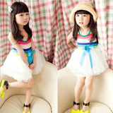 儿童装中小女童连衣裙夏小女孩表演蓬蓬公主纱裙1-2-3-4-5-6-8岁