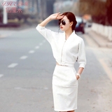 韩版2015春装新款女士时尚气质修身显瘦蕾丝包臀半身裙两件套装潮