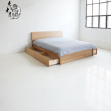 日式简约现代全实木1.8双人床白橡木带抽屉收纳箱体储物床气压床