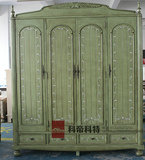 科帝科特 美式乡村风格家具简约1.9米四门衣柜整体大衣橱柜绿色