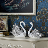 欧式摆件奢华家居装饰品客厅玄关摆设树脂创意工艺品天鹅结婚礼物