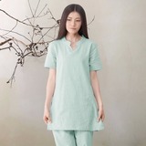 春夏棉麻瑜伽服套装男女同款长/短袖禅修服亚麻打坐服灰色居士白