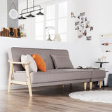 北欧宜家 多功能小户型沙发床 可折叠组合客厅实木布艺双人1.2