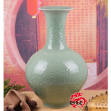 景德镇陶瓷器花瓶摆件家居工艺装饰品 仿古影青釉手工雕刻大赏瓶