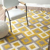 简约欧式宜家格子黄色地毯客厅茶几卧室床边手工腈纶地毯满铺定制
