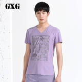 GXG[特惠]男装夏装 男士时尚休闲百搭紫色v领短袖t恤#42144407