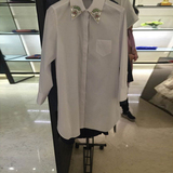 简哥弟娅2016春新款钉珠活动领白色长袖衬衫1001-300620-1028561