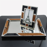 欧式古典黑色棕马毛相框托盘首饰盒组合样板间家居软装饰品摆件
