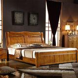 全纯实木床1.5米成人单人床双人床1.8米橡木大人床 高箱储物婚床