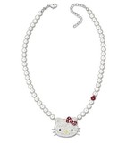 奥地利施华水晶 白色水晶珍珠Hello Kitty猫短款项链1175750