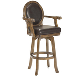 美式实木吧椅 新古典实木吧椅吧凳 可旋转真皮吧椅 欧式吧椅