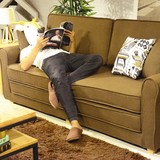 可折叠 小户型客厅美式沙发床实木多功能1.8米双人可拆洗布艺两用