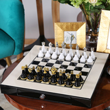 美式新古典家居饰品摆件国际象棋样板房间客厅玄关电视柜棋盘摆设