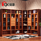 现代中式柜子书柜自由组合实木整体书橱储物柜带门展示柜文件柜