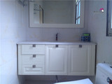 简约现代实木橡木大理石台下盆挂墙式吊柜白色浴室柜组合卫浴柜