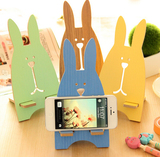 创意家居日用品韩国时尚手机支架可爱越狱兔木质手机托架创意礼品