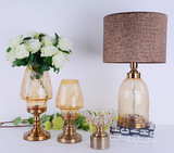 古典新欧式 合金底座橙色花纹玻璃花瓶台灯系列 家具家居软装饰品