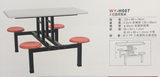 食堂餐桌椅8人位圆凳不锈钢连体快餐桌椅子组合整套 翻转餐桌