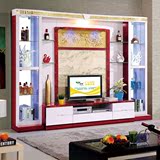 电视背景墙组合柜烤漆大小户型客厅简约现代红白影视装饰视听酒柜