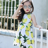 女童连衣裙2016夏装新款韩版吊带儿童柠檬印花背心裙公主裙娃娃裙