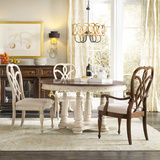 美式做旧餐桌法式复古象牙白餐桌椅北欧宜家实木雕花餐桌椅组合