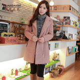 呢子大衣女2015新款潮冬季韩版学院风毛呢外套中长款修身羊毛大衣