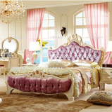 贵族欧式实木双人床别墅1.8米婚床浪漫公主床紫色床象牙白床新款