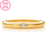 Tiffany蒂芙尼香港正品代购18K黄金镶饰钻石情侣对戒指 男女指环