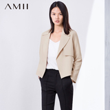 Amii[极简主义]春夏新品修身大翻领搭片帅气短外套
