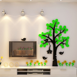 室沙发背景亚克力卡通幼儿园花鸟大树3d水晶立体墙贴儿童房客厅卧
