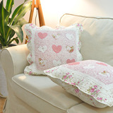 韩式 绗缝全棉布艺可爱心形 大号办公室沙发抱枕靠垫腰枕套