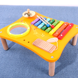 儿童木质敲琴手敲锣鼓琴多功能音乐桌婴幼儿敲琴八音木琴玩具乐器