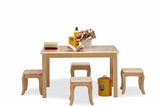 [转卖]喜梦宝松木家具 原木色环保实木 长桌四椅 餐厅套系