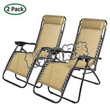 海外代购 休闲便携户外露营椅子 休息折叠家具零重力米色舒适躺椅