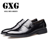 GXG男士皮鞋真皮英伦男鞋尖头牛皮正装商务加绒保暖棉鞋代购