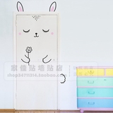 包邮 定制ins北欧风动物系类小兔子卡通门贴衣柜墙贴儿童房装饰D7