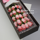 高端多款19朵粉玫瑰礼盒装重庆市鲜花同城速递綦江区实体店送花