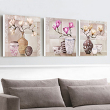 现代简约花瓶客厅装饰画无框画三联画花卉组合沙发背景墙挂画